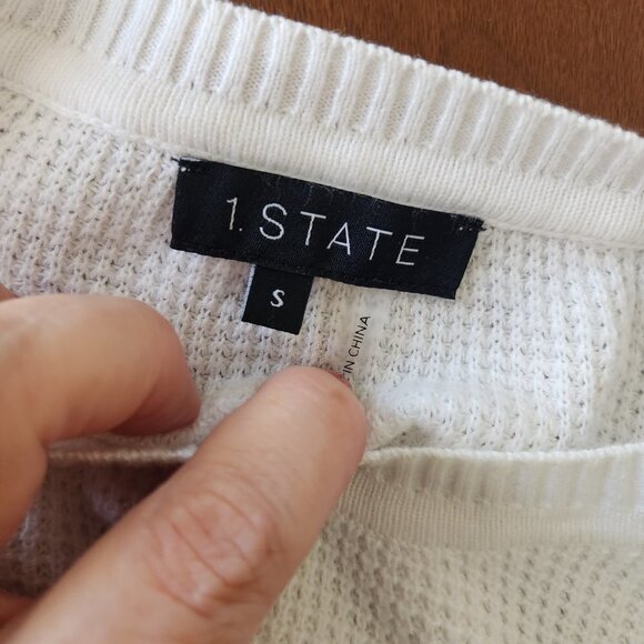 1. State Waffle White Weave Long Sleeved Pull Over Sz S - Picture 8 of 9
